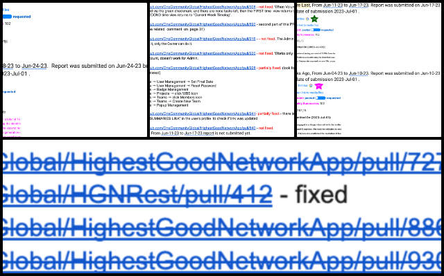 Highest Good Network Software, Forwarding Positive Change, One Community, Weekly Progress Update #537, core team member, verification, modifications, Highest Good Network software, testing, HGN PRs, evaluation, fixed, PRs, identified, bug, Core Team Dashboard, account data setup, retesting, images.