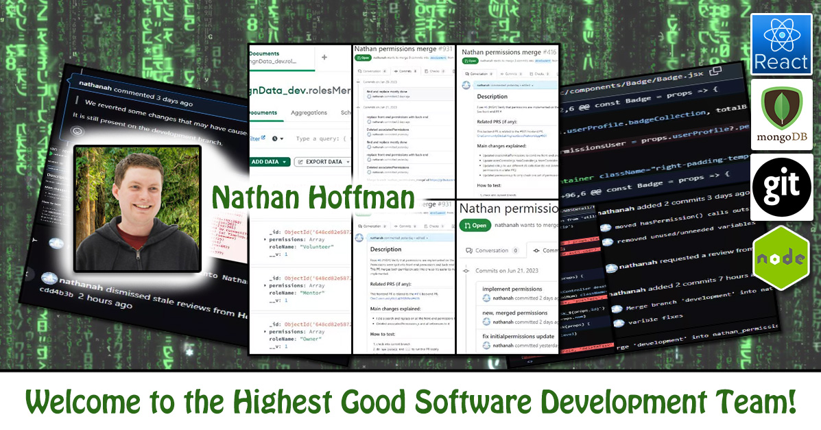 Nathan Hoffman, Software Engineer, One Community Volunteer, Highest Good collaboration, people making a difference, One Community Global, helping create global change, difference makers