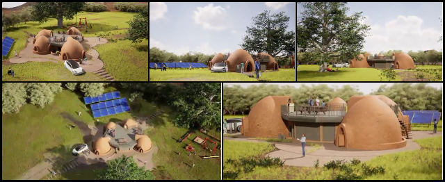 Earthbag Village, Eco-system, One Community Weekly Progress Update #540, Vidhi Bansal, 3D Visualization Artist, Earthbag Village, 4-Dome Flythrough project, editing, elements, fine-tuning, lighting, noise, tests, re-rendered, scenes, camera modifications, optimal results, pictures. 