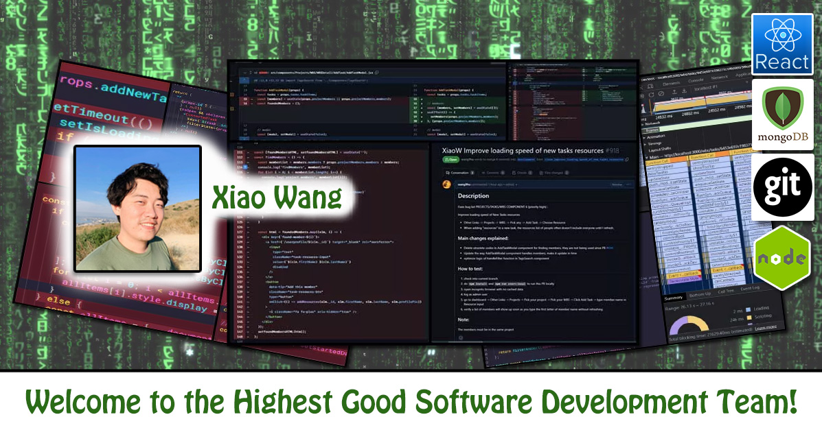 Xiao Wang, Software Engineer, One Community Volunteer, Highest Good collaboration, people making a difference, One Community Global, helping create global change, difference makers