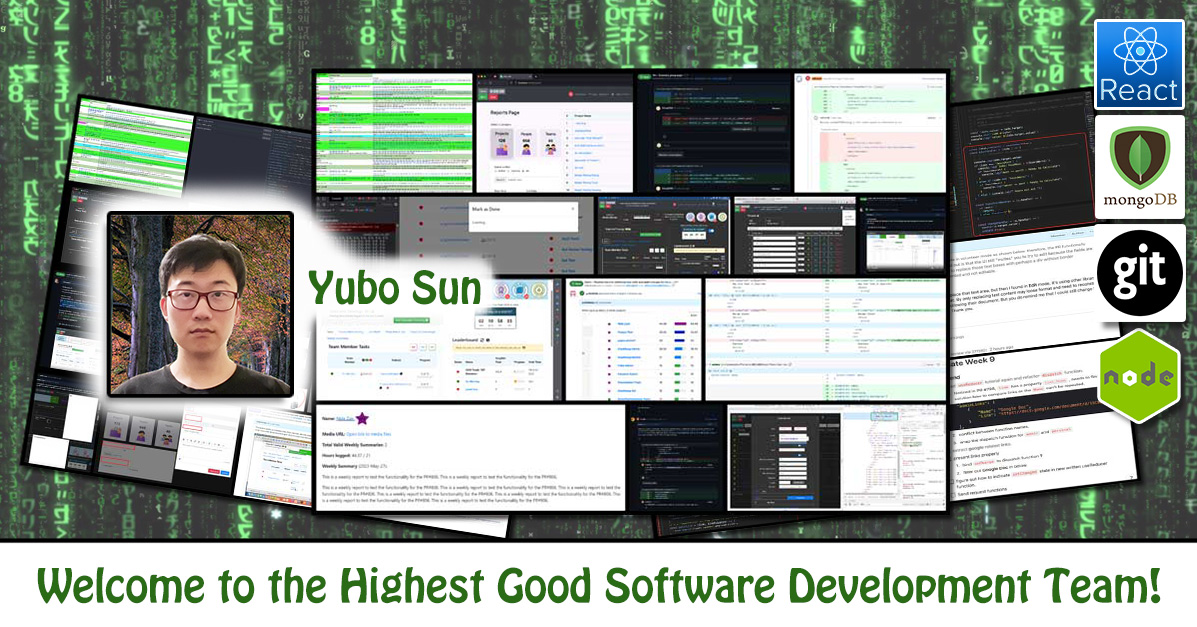 Yubo Sun, Software Engineer, One Community Volunteer, Highest Good collaboration, people making a difference, One Community Global, helping create global change, difference makers