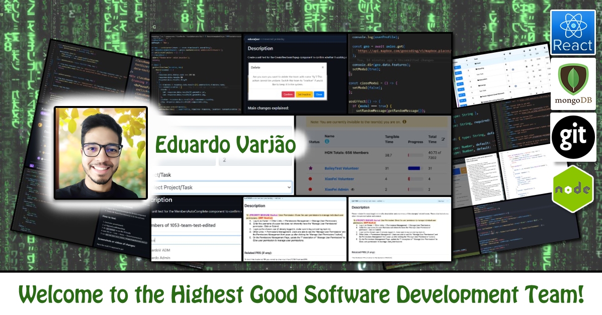 Eduardo Varjão, Software Developer, One Community Volunteer, Highest Good collaboration, people making a difference, One Community Global, helping create global change, difference makers