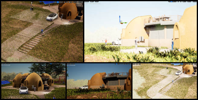 Earthbag Village, Helping People Create a Better Life, One Community Weekly Progress Update #549, Vidhi Bansal, 3D Visualization Artist, Earthbag Village, 4dome Flythrough Project, Lighting Errors, Texture Colors, Rendering Process, Unreal Engine, Technical Challenges, Character Animations.