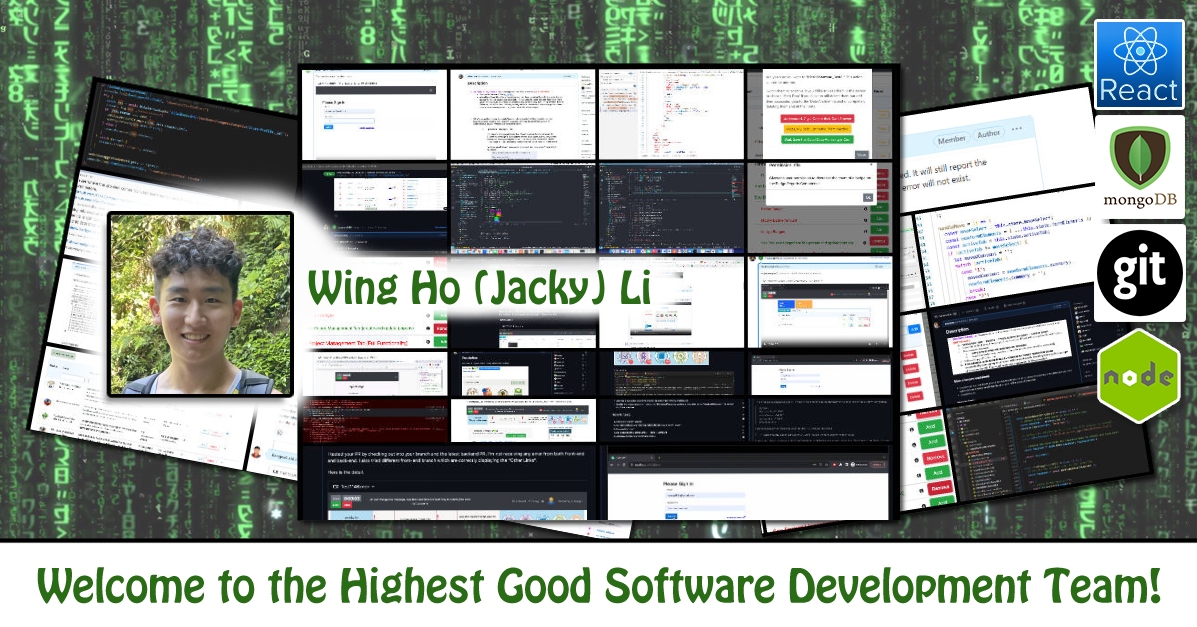Wing Ho (Jacky) Li, Jacky Li, Software Developer, One Community Volunteer, Highest Good collaboration, people making a difference, One Community Global, helping create global change, difference makers