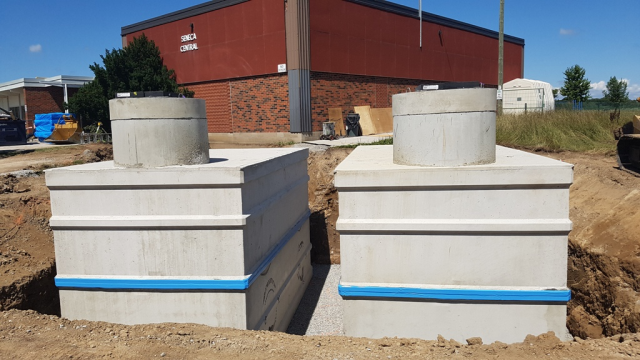 Precast Concrete Tanks,constructed by manufacturers and delivered to their destination in one piece using heavy equipment, long lasting (30+ years), add minerals such as calcium carbonate to the water, have marginal impact on the water's taste, and are suitable for buried application, most expensive storage tank option, their heavy weight also makes them difficult to deliver from long distances.