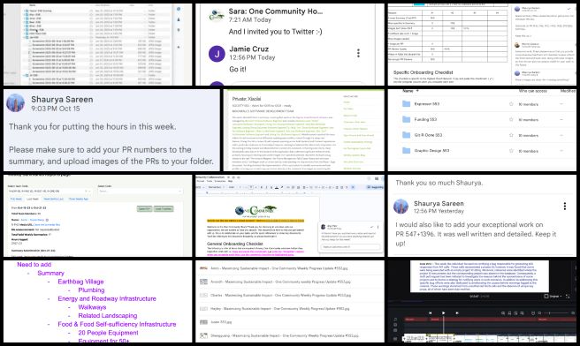 Admin, Team Management, Cooperatively Designing a World that Works for Everyone, One Community Weekly Progress Update #554, Administration Team, One Community, Google Docs, Blog content, Video tutorials, Collages, PRs (Pull Requests), SEO keywords, Media library, Business Plan