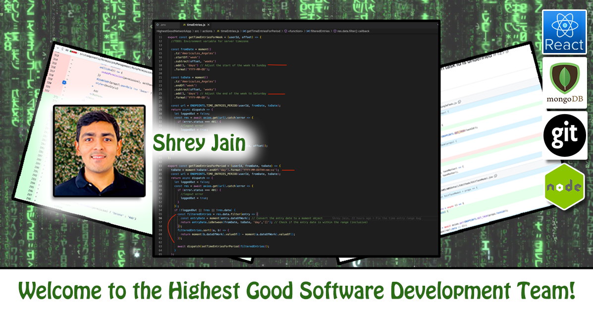 Shrey Jain, Software Engineer, Software Developer, Highest Good Network, One Community Volunteer, Highest Good collaboration, people making a difference, One Community Global, helping create global change, difference makers