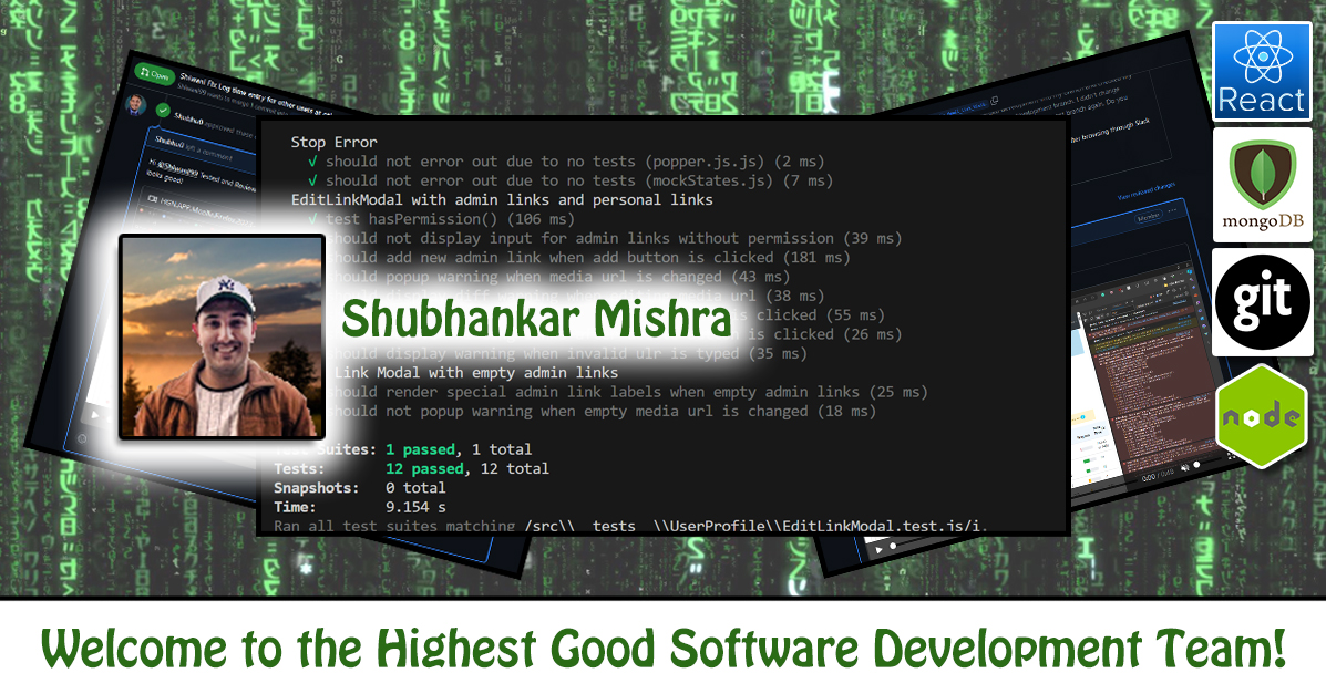 One Community welcomes Shubhankar Mishra to the Software Development Team!