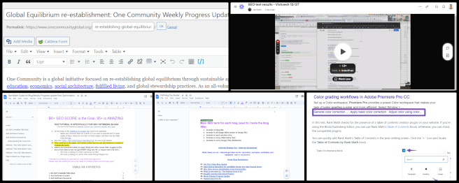 Vishvesh, SEO Performance, Highest Good Future, One Community Weekly Progress Update #563, SEO scores, critical pages, live main site, One Community, RankMath plugin, best practices, optimal SEO, plugin exploration, Table of Contents (TOC), WordPress websites