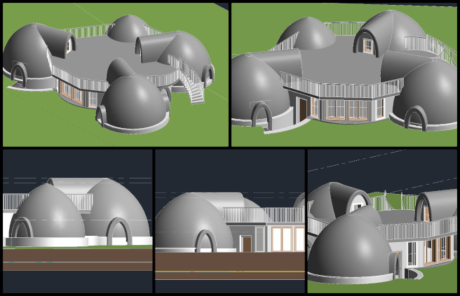 Abhishek Kadian, Sustainability as a Path to a More Luxurious Life, One Community Weekly Progress Update #566, Revit model completion, Abhishek's work, roof section details, individual blocks, Dome structure, Earth Beg, Flat roof surface, gathering space, wooden joists, section cut, additional details 