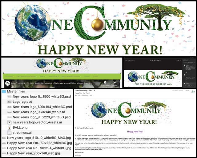 created custom graphics for us to share each New Year, Environmental Accounting, One Community Weekly Progress Update #511