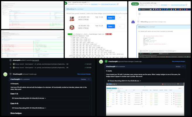 Badges Bugs, Highest Good Network, Improving Life for Everyone, One Community Weekly Progress Update #570, enhanced personal dashboard, access restrictions, team members, HGNAPP project, deployment slots, Azure repositories, disaster recovery, Pull Requests, software bugs, project collaboration