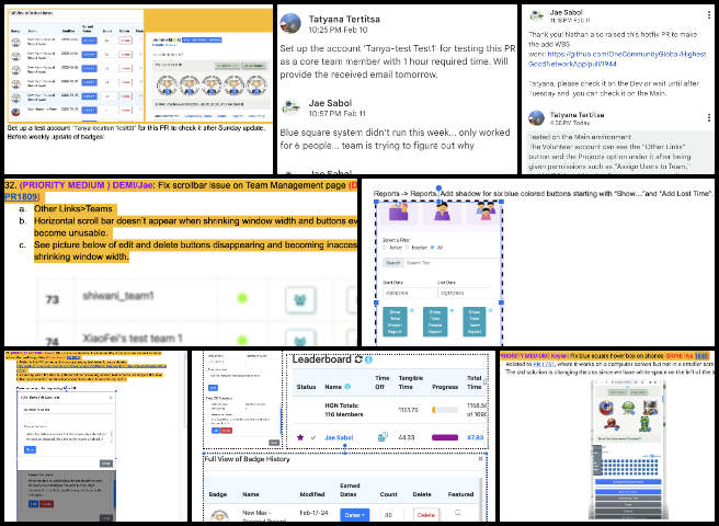 Core Team, HGN PR Testing, Improving Life for Everyone, One Community Weekly Progress Update #570, Core team, HGN PRs testing, AI Prompt, project management tab, login emails, Main environment, secured accounts, time off request, scheduler functionality, box shadow style