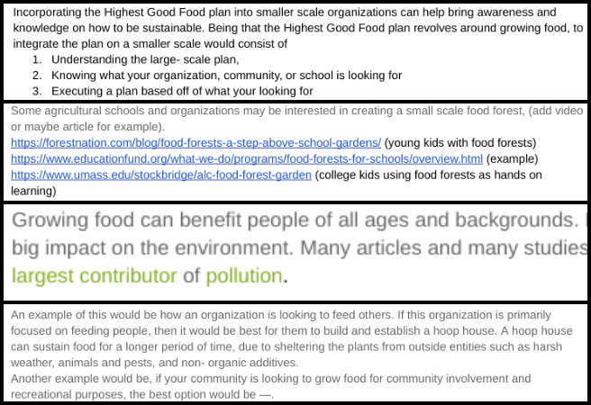 Hayley, Highest Good Food, A Better Way of Life Through Eco-communities, One Community Weekly Progress Update 574, HGF, small-scale organizations, insights, communities, schools, practices, researched articles, instructional videos, examples, links, formatted, documented, activities, collaboration