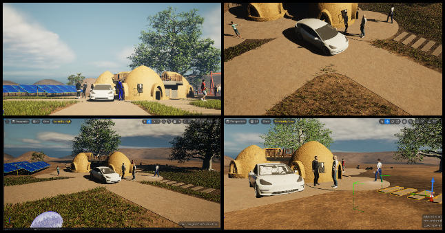 Highest Good Housing, Sustainable Systems Management, One Community Weekly Progress Update #572, Earthbag Village, renders, dome cluster variation, people scaling, vehicle scaling, visualization assistance