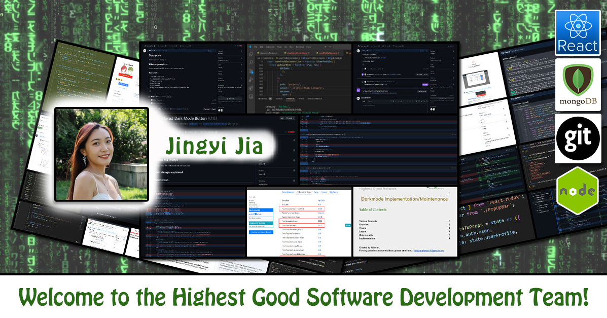 Jingyi Jia, Software Engineer , Software Developer, Highest Good Network, One Community Volunteer, Highest Good collaboration, people making a difference, One Community Global, helping create global change, difference makers