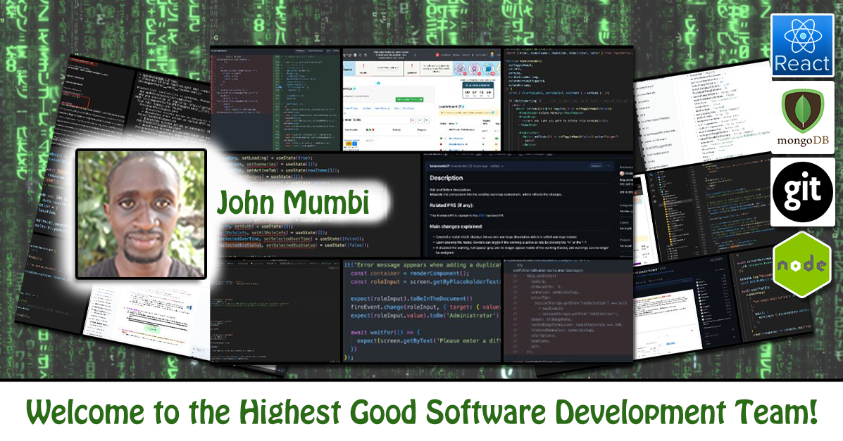 John Mumbi, Software Engineer, One Community Volunteer, Highest Good collaboration, people making a difference, One Community Global, helping create global change, difference makers
